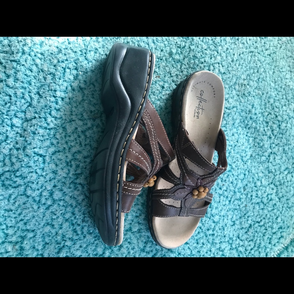 Clarks brown sandal with decorative beading
